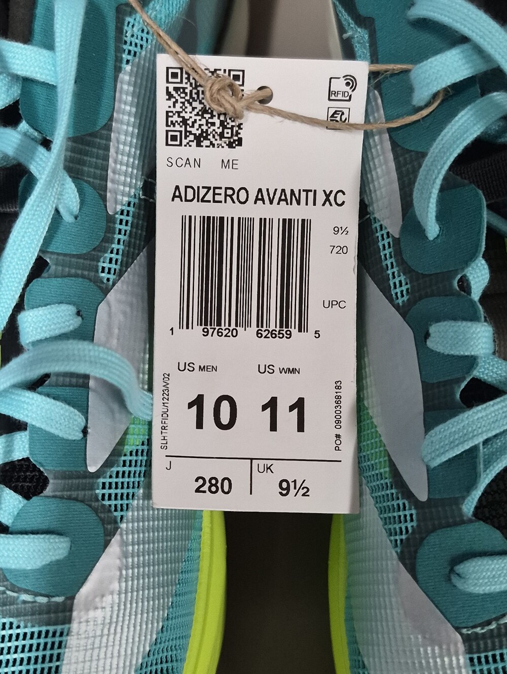 Adidas Unisex Adizero Avanti XC Spikes, Flash Aqua/Zero Met/ Lucid Lemon - Picture 2 of 14